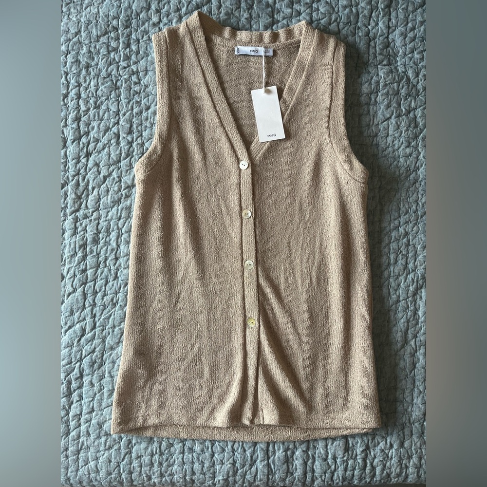 Mango Sleeveless Button Down Ribbed Top